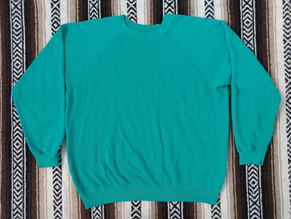 80s Blank Sweatshirt vintage Hanes Teal color lig… - image 1