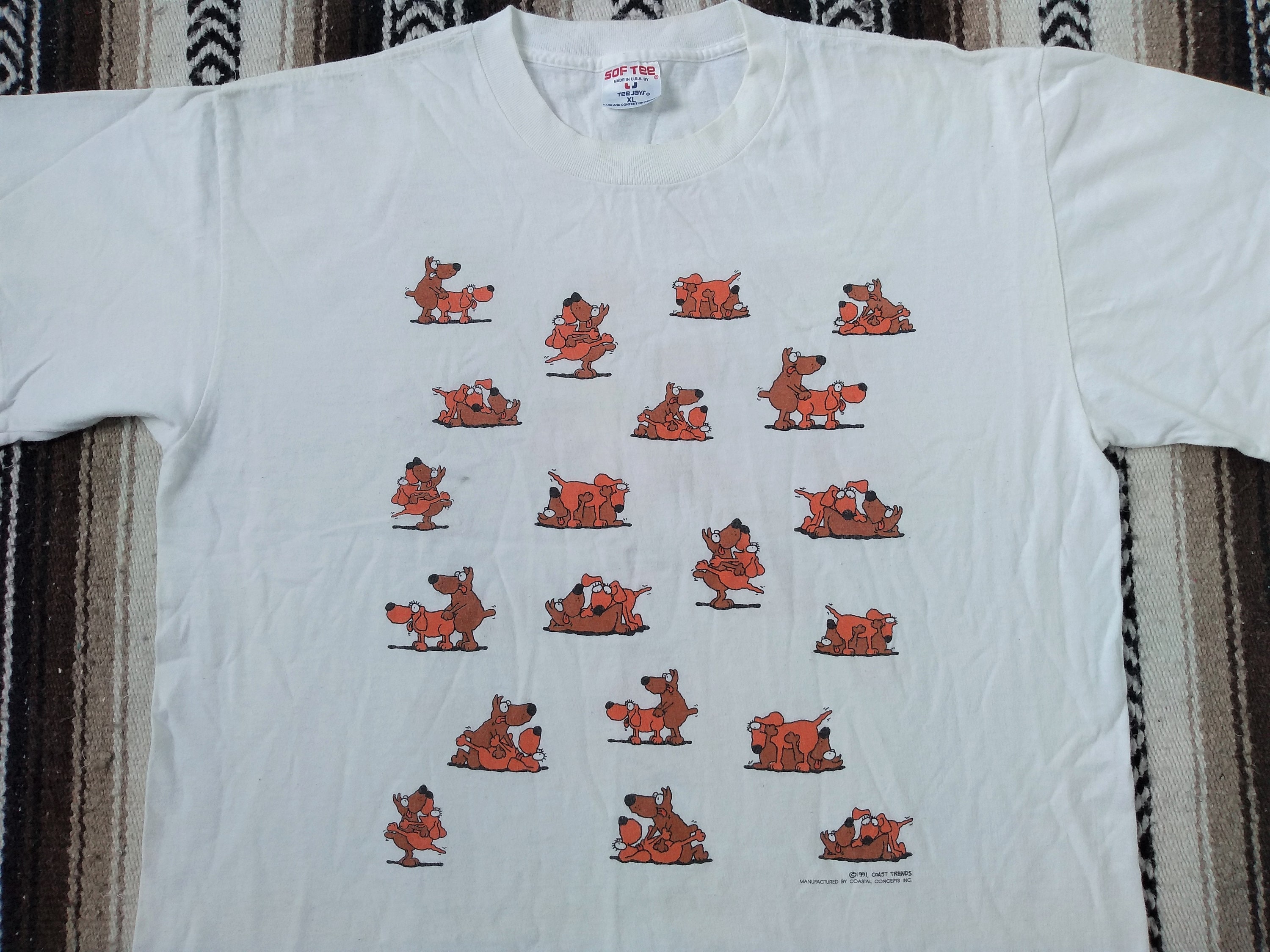 Sex Positions Dirty Dogs T Shirt Vintage 80s 90s All Over Print 