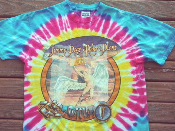 Vintage Page And Plant Tour T Shirt Tie Dye Concert Tee Led Etsy
