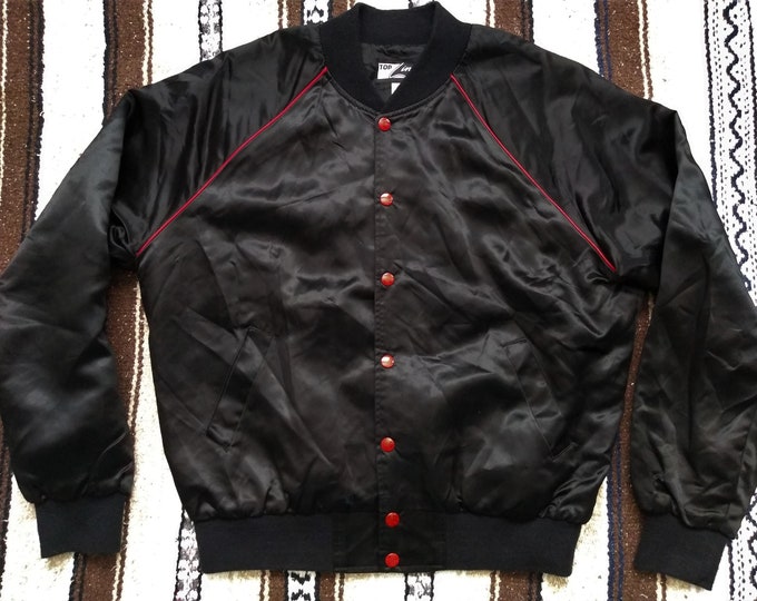 BOEING Company Satin Jacket Vintage Bomber Black W Red Piping - Etsy