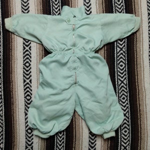 vintage Ski Suit 40s 50s Sears Honeysuckle Kids Snow gear skiing Toddler 2/3 excellent condition onesie Mint Green Rayon shell Talon zipper image 1