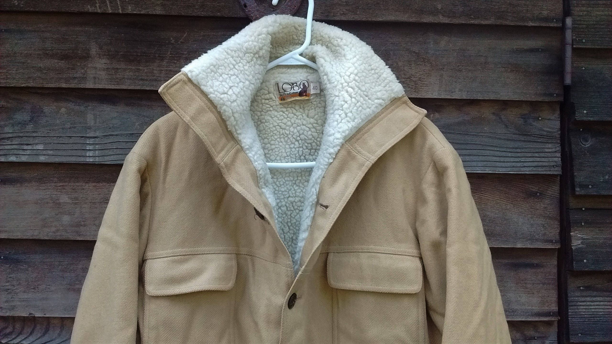 vintage Pendleton Lobo Sherpa Jacket camel color fur lined | Etsy