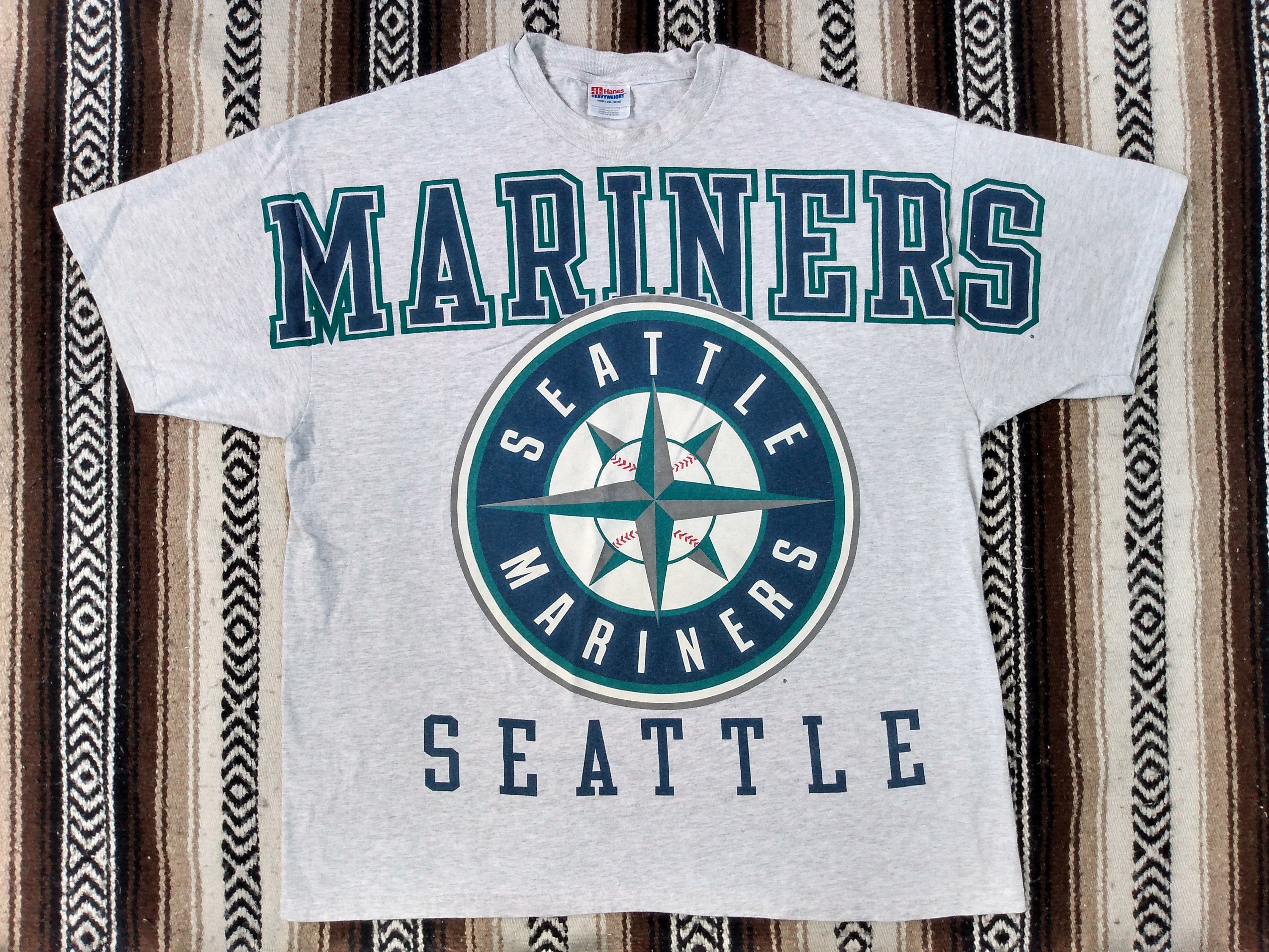 Printify Seattle Mariners Vintage 90's Heavyweight MLB Hoodie White / M