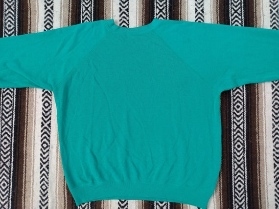 80s Blank Sweatshirt vintage Hanes Teal color lig… - image 5