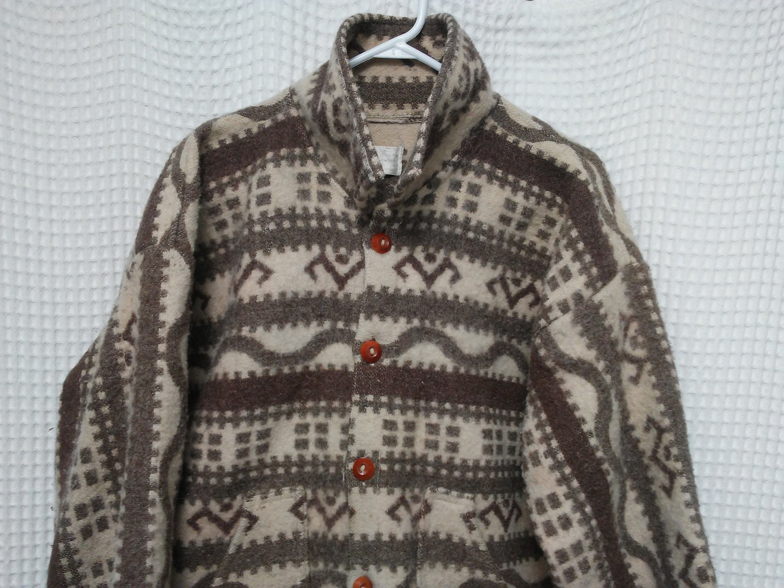 金子賢さん着用 CALEE WOOL JACQUARD NATIVE COAT Vintage Ecuador Wool Blanket Coat Bohemian Jacket Native