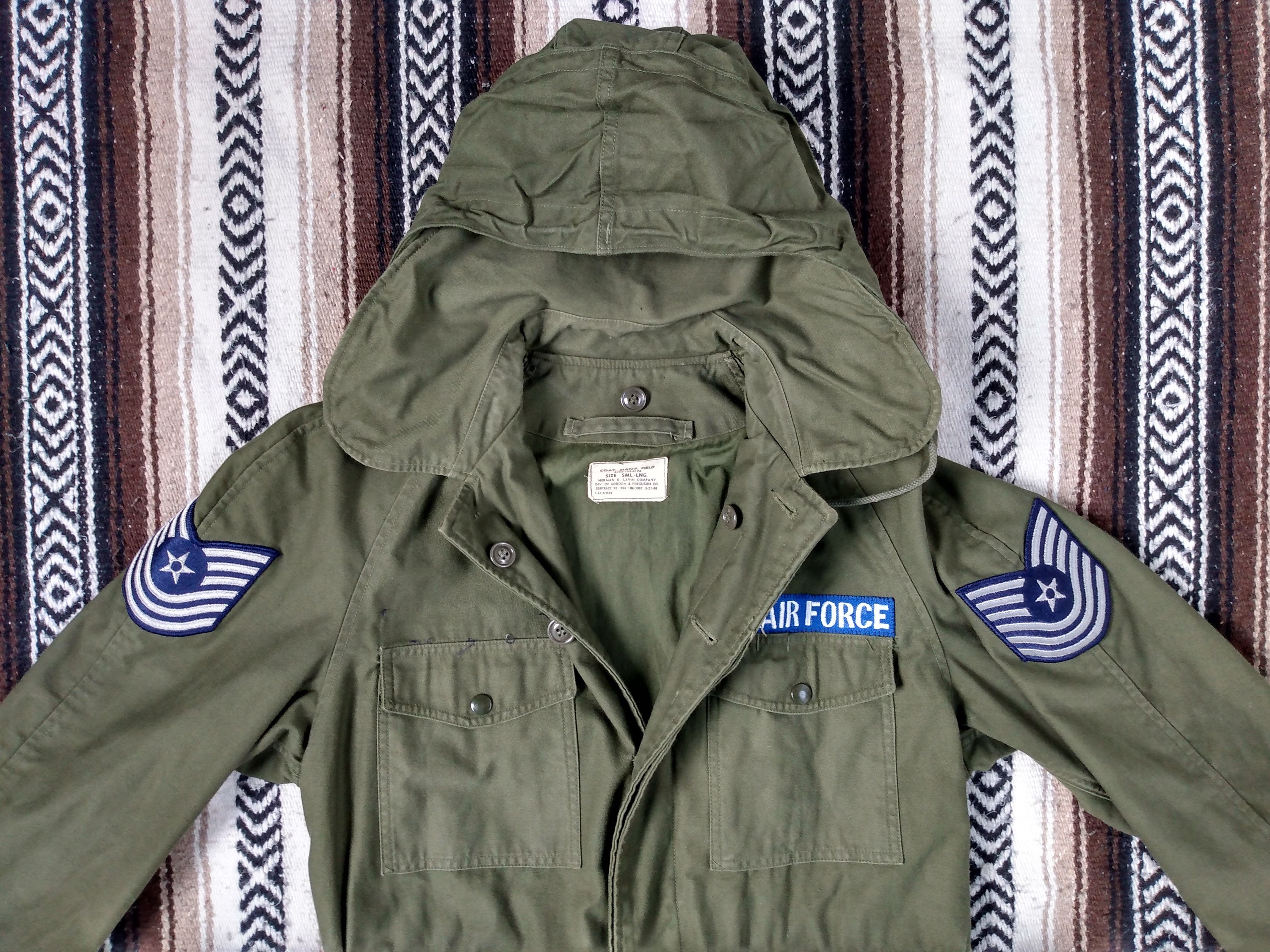 60s Military Field Coat Vintage Air Force Jacket Size Small