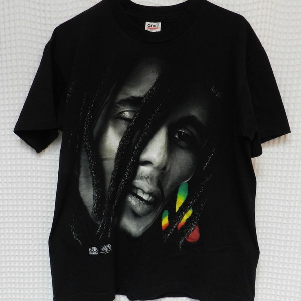 vintage Bob Marley T Shirt concert tour Reggae music Mens L 90s mint condition rare tee USA made alternative hippy festival rap Rasta ganja