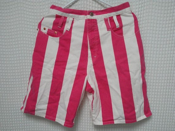 vintage striped denim shorts