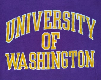 Washington Huskies vintage T Shirt 1987 Husky Stadium Dedication 80s UW single stitch purple tee LXL College Football 5050 paper thin Dawg