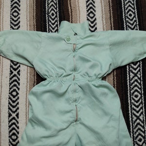 vintage Ski Suit 40s 50s Sears Honeysuckle Kids Snow gear skiing Toddler 2/3 excellent condition onesie Mint Green Rayon shell Talon zipper image 2