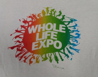 Anni '80 Intera vita Expo T Shirt vintage San Francisco Crescita spirituale Yoga Salute Boho Hippie Ambiente Consapevole Living Wellness Fair sz M/L