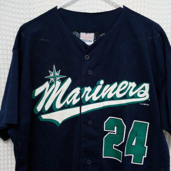 Vintage Ken Griffey Jr Jersey 90 s Seattle Mariners boutonnée sur le devant en maille tee de MLB Baseball jersey M Griffey Jr Edgar XL Jay Buhner la grande unité