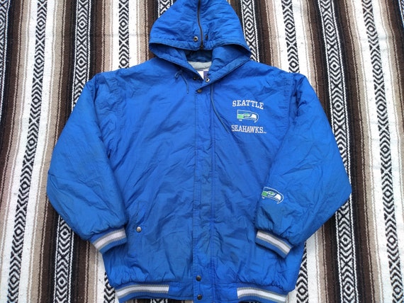 Seattle Seahawks Football Hoodie Zip up Jacket Coat Winter Warm Black and Gray