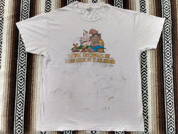 70s Novelty Slacker vintage T Shirt Distressed wo… - image 2