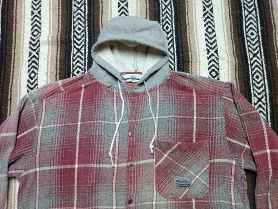 Quiksilver Hooded Flannel Shirt Shadow Plaid Skate Surf - Etsy