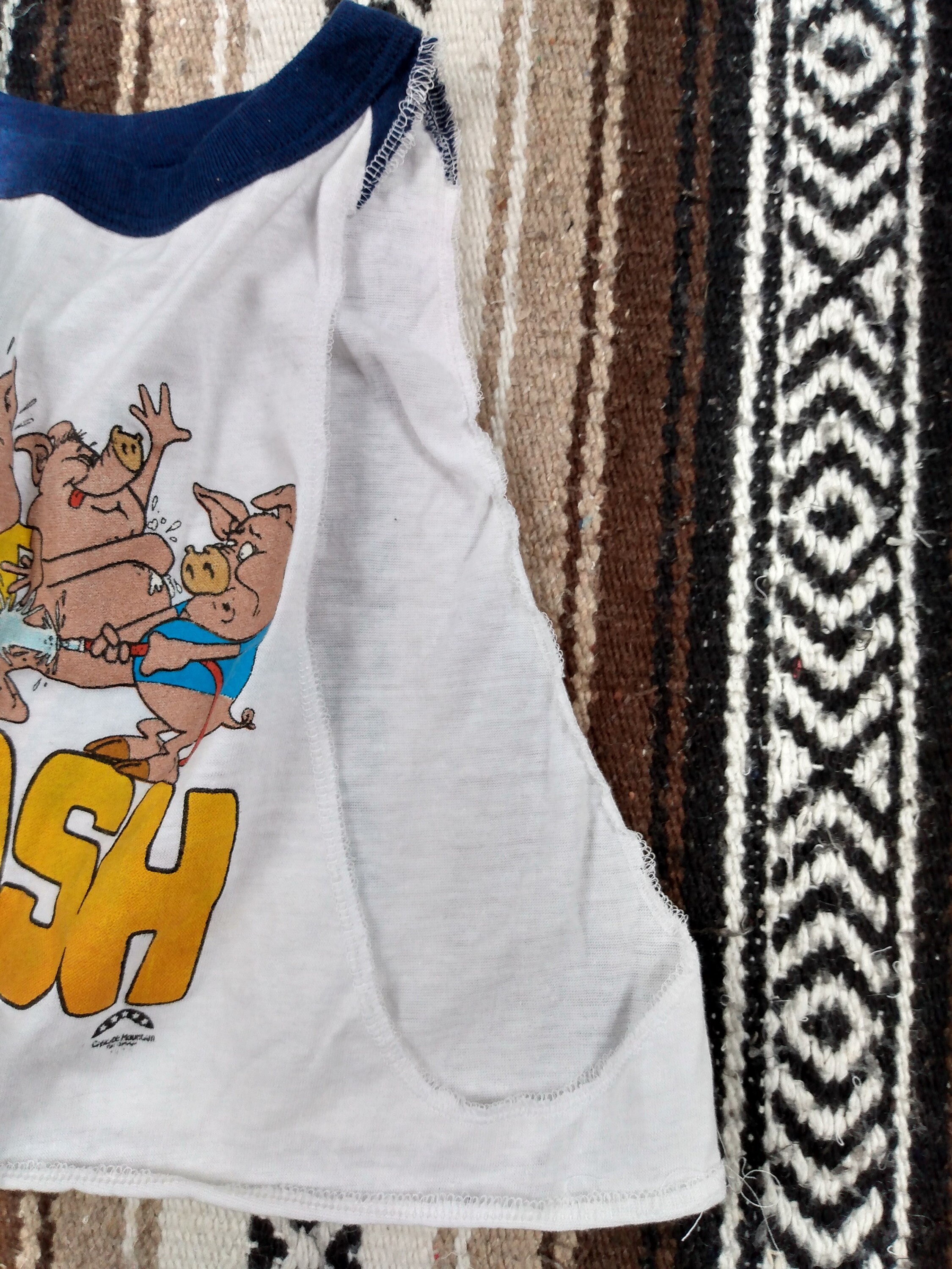 70s sleeveless Raglan vintage T Shirt Hogwash Pig cartoon | Etsy