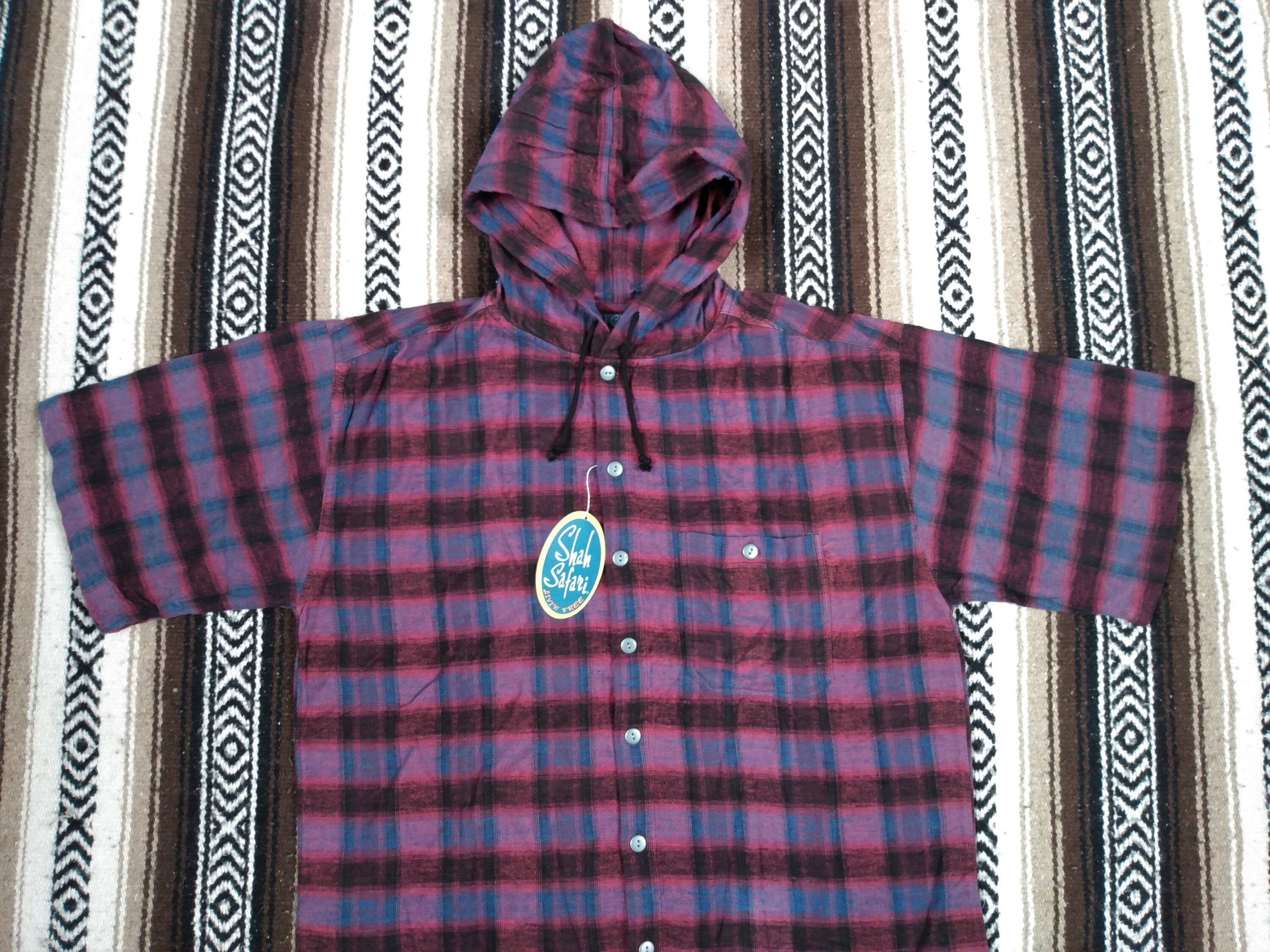 90s Flannel Hoodie Shirt Vintage Shah 