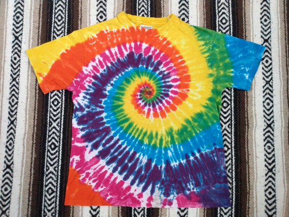 80s Tie Dye vintage T Shirt 100% Cotton rainbow c… - image 1