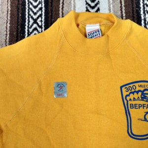 70s 80s Boeing Sweatshirt vintage Golden Yellow Raglan Crewneck NOS new deadstock 300 Mile Club Employee Physical Fitness size S Sweats USA image 3