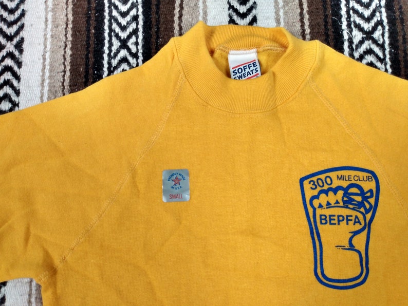 70s 80s Boeing Sweatshirt vintage Golden Yellow Raglan Crewneck NOS new deadstock 300 Mile Club Employee Physical Fitness size S Sweats USA image 3