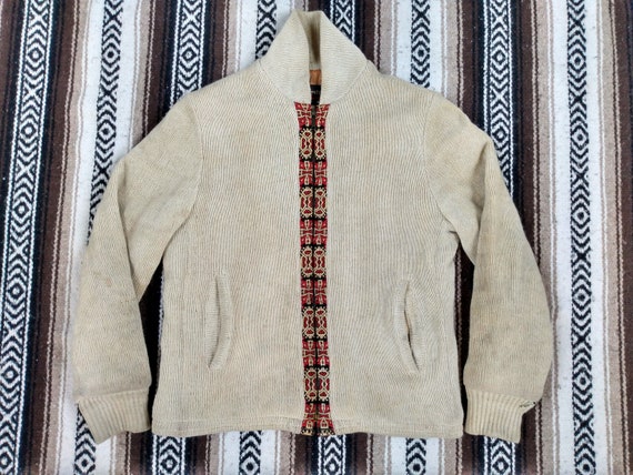 70s Native American Wool Sweater Jacket vintage f… - image 2