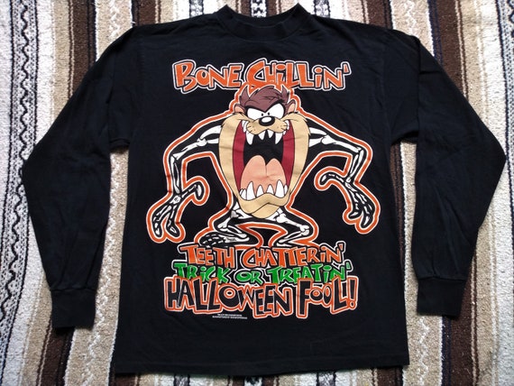Taz Looney Tunes Vintage T Shirt Halloween Bone Chillin Trick Etsy