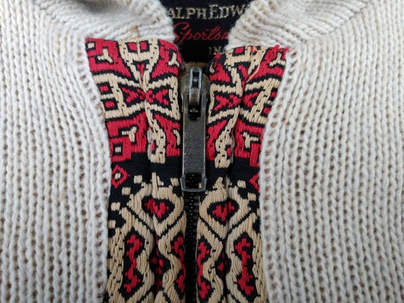 70s Native American Wool Sweater Jacket vintage f… - image 4