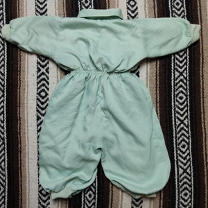 vintage Ski Suit 40s 50s Sears Honeysuckle Kids Snow gear skiing Toddler 2/3 excellent condition onesie Mint Green Rayon shell Talon zipper image 8