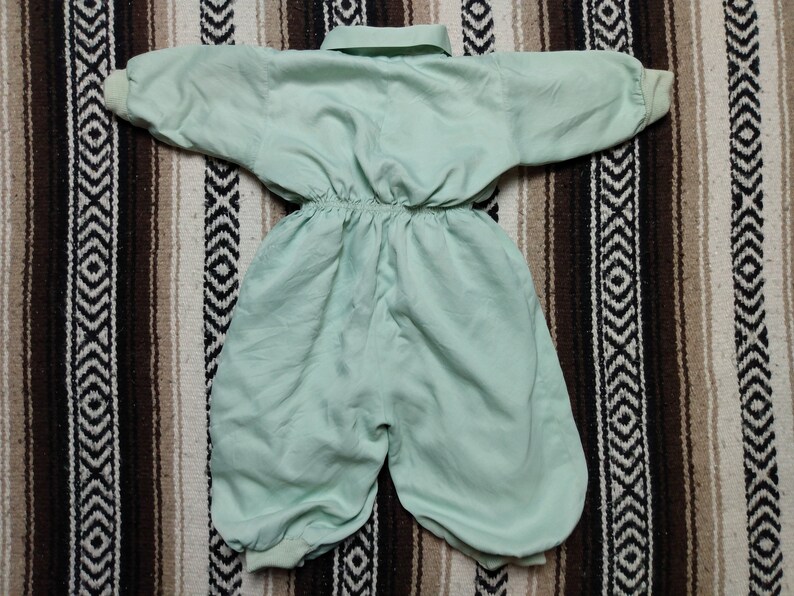vintage Ski Suit 40s 50s Sears Honeysuckle Kids Snow gear skiing Toddler 2/3 excellent condition onesie Mint Green Rayon shell Talon zipper image 8