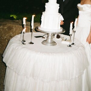 Tiered Ruffle Round Tablecloth for Wedding Cake Table, Champagne Tower ...