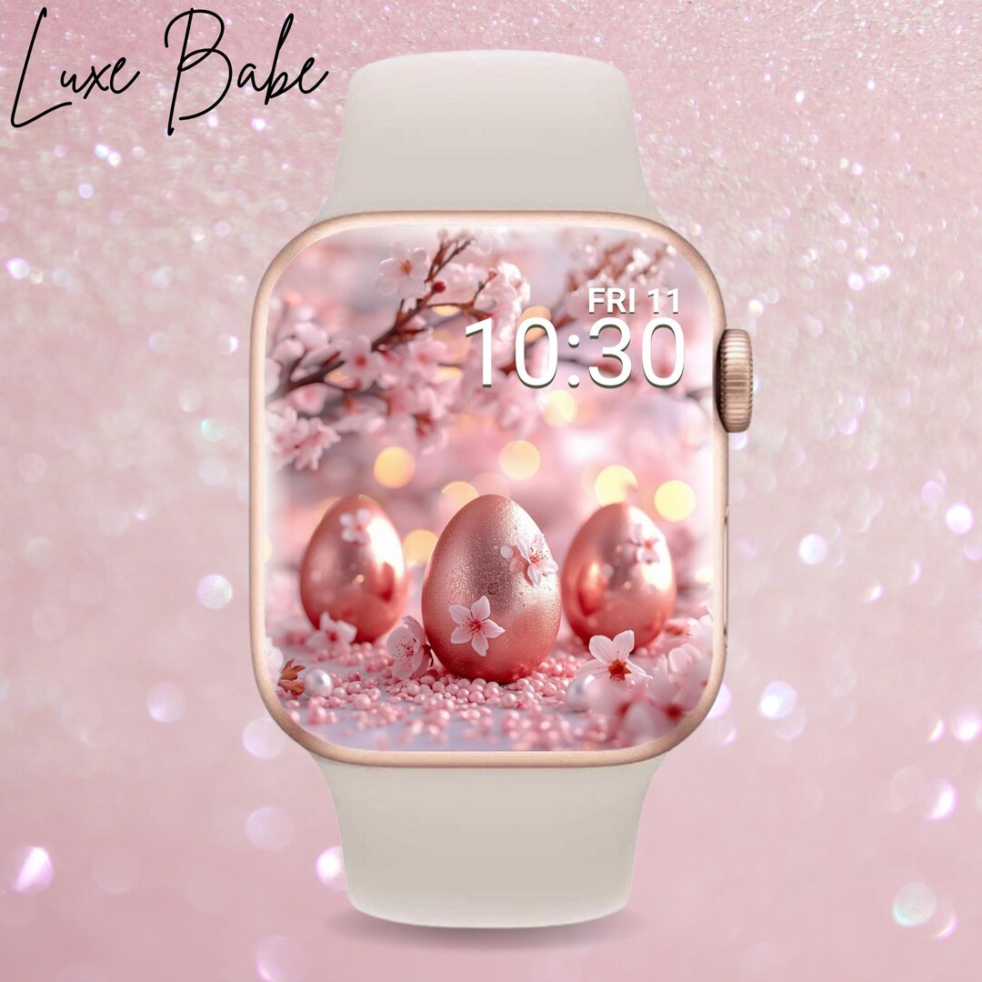 Pink 3D Easter Apple Watch Wallpaper, 3D Easter Egg Apple Watch, Cherry