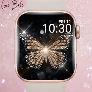 Diamond Butterfly Apple Watch Wallpaper, Glitter Apple Watch Wallpaper, Sparkly Apple Watch Face, Diamond Butterfly Apple Watch, Butterfly