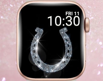 Diamond Horseshoe Apple Watch Wallpaper, Glitter Apple Watch Wallpaper, Sparkly Apple Watch Face, Horse Lover Watch, Horse Apple Watch Face