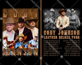Cody Johnson 2 PNG-Datei, Leather Deluxe Tour 2026 Digitaler Download (PNG).