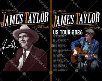 James Taylor 2 Datei, US Tour 2026 Digitaler Download (PNG).
