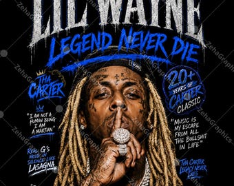 Lil Wayne Vintage, projekt koszulki, plik PNG Hip Hop Rapper 1, projekt do pobrania w wersji cyfrowej.