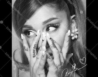 Ariana Grande PNG, Schwarz Weiß Pop Star Grafik für T-Shirt Design (Digitaler Download)