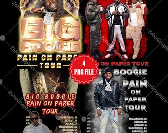Big Boogie 4 PNG Datei: Schmerz auf Papier Tour 2026 Design (Digitaler Download)