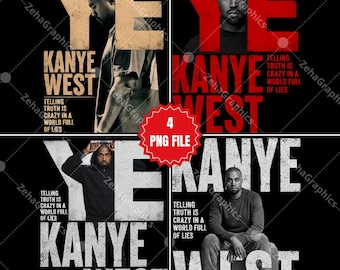 Pakiet Kanye West Rapper 4 w formacie PNG (do pobrania cyfrowego) gotowy do druku.