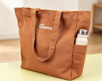 Sacola de lona bordada, sacola de lona personalizada, texto ou logotipo personalizado, presentes para despedida de solteira, presente para o Dia das Mães