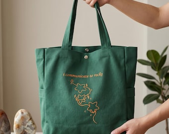 Custom Logo Embroidered Tote Bag, Personalized Text or Logo Canvas Tote Bag, Bachelorette Gifts, Gift for Her