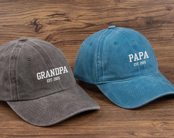 Custom Embroidered Hat, Personalized EST Date Cap, Gift For New Grandma Grandpa