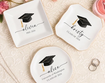 Custom Graduation Ring Dish, Class of 2026, Personalized Trinket Dish, Jewelry Tray, Graduation Gift for Her