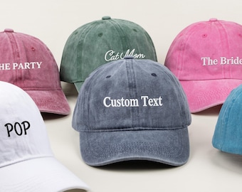 Custom Text Cap, Personalized Embroidered Hat