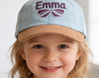 Custom Kids Hat, Personalized Denim Cap, Customized Embroidered Logo Name