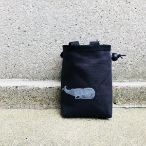 chalk bag, rock climbing chalk bag, chalkbag, climbers, climbing gifts, rock climbers, canvas chalkbag, linoprint, whale