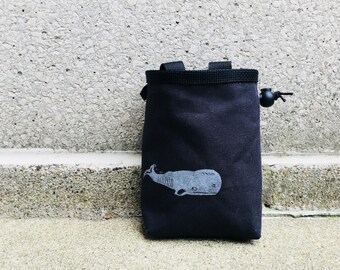 Handmade Whale Linoprint Canvas Chalk Bag