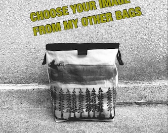 Handmade Canvas Boulder Bag: Rock Climbing Chalk Bucket Pick Your Image