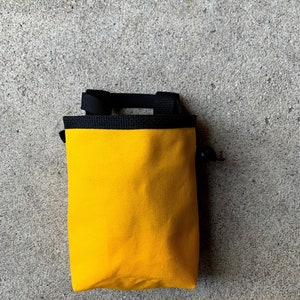canvas chalkbag, chalkbag, chalk bag, blank canvas chalkbag, rock climbing chalk bag --made to order. golden yellow