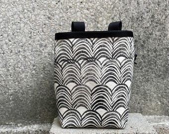 Handmade Blockprint Rock Climbing Chalk Bag, Arches Cat Design